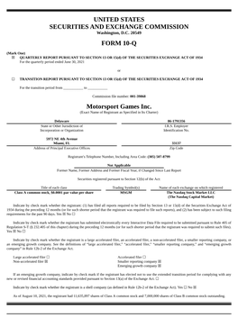 United States Securities and Exchange Commission Form