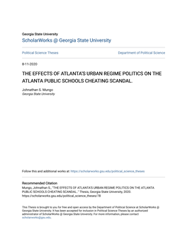 The Effects of Atlanta's Urban Regime Politics On