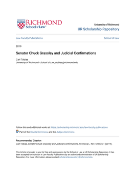 Senator Chuck Grassley and Judicial Confirmations
