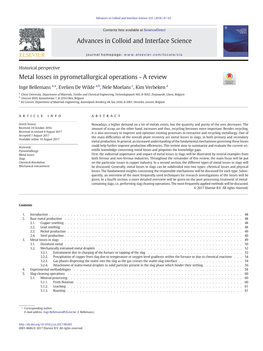 Metal Losses in Pyrometallurgical Operations - a Review