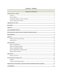 Law241: Torts