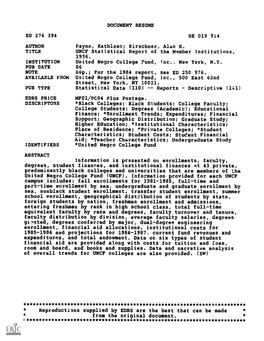 UNCF Statistical Report of the Member Institutions, 1986