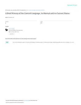 A Brief History of the Cornish Language, Its Revival and Its Current Status