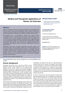 Medical and Therapeutic Applications of Ketosis