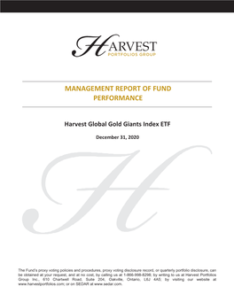 Annual Management Report of Fund Performance Contains Financial Highlights but Does Not Contain the Complete Annual Financial Statements of the Fund