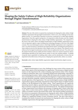 Shaping the Safety Culture of High Reliability Organizations Through Digital Transformation