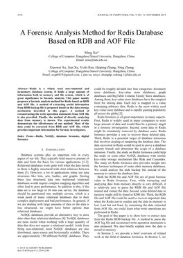 A Forensic Analysis Method for Redis Database Based on RDB and AOF File