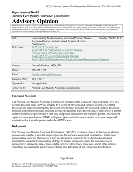 Compounding Medications Advisory Opinion