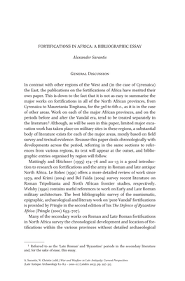 FORTIFICATIONS in AFRICA: a BIBLIOGRAPHIC ESSAY Alexander