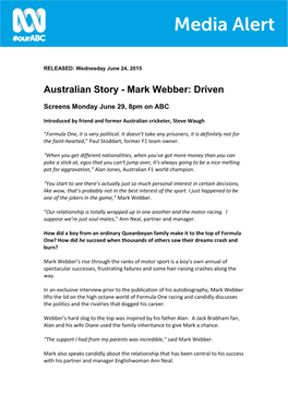 Australian Story - Mark Webber: Driven