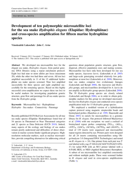 Development of Ten Polymorphic Microsatellite Loci For