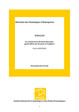 Direction Des Statistiques D'entreprises E2015/01