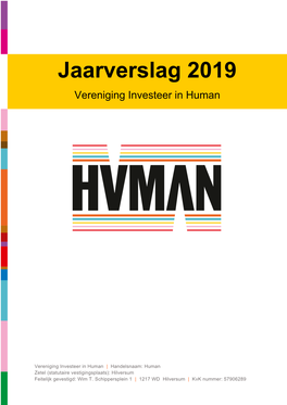 Jaarverslag 2019 Vereniging Investeer in Human