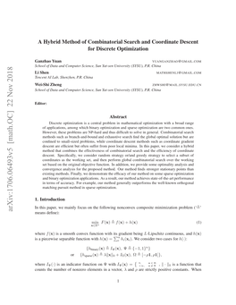 A Hybrid Method of Combinatorial Search and Coordinate Descent For