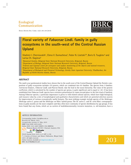 Floral Variety of Fabaceae Lindl. Family in Gully Ecosystems in the South-West of the Central Russian Upland