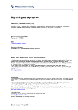 Beyond Gene Expression