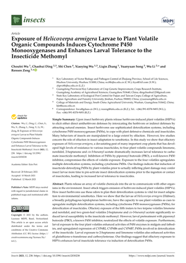 Exposure of Helicoverpa Armigera Larvae to Plant Volatile Organic