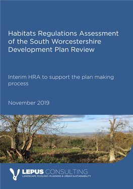 Habitats Regulations Assessment of the South Worcestershire Development Plan Review