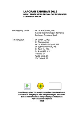 Laporan Tahunan 2012 Balai Pengkajian Teknologi Pertanian Sumatera Barat