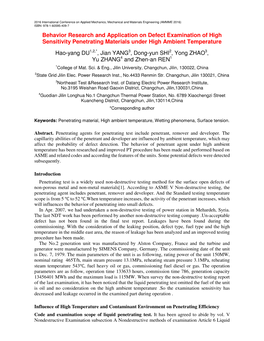 Behavior Research and Application on Defect Examination of High Sensitivity Penetrating Materials Under High Ambient Temperature