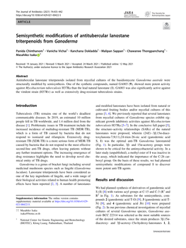 Semisynthetic Modifications of Antitubercular Lanostane