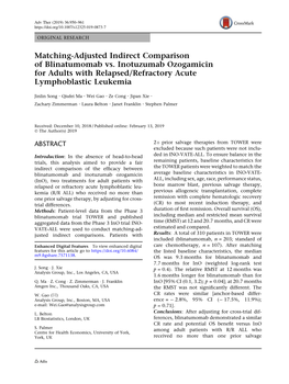 Matching-Adjusted Indirect Comparison of Blinatumomab Vs