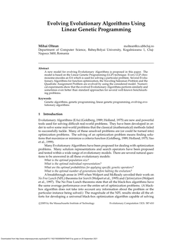 Evolving Evolutionary Algorithms Using Linear Genetic Programming