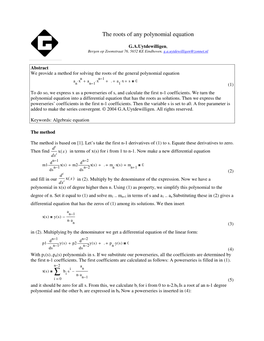 The Roots of Any Polynomial Equation