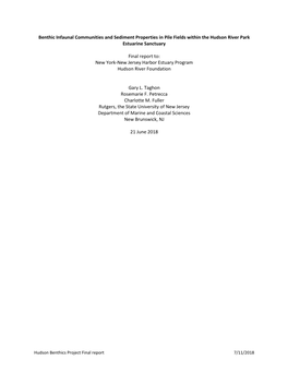 Benthic Infaunal Communities and Sediment Properties in Pile Fields Within the Hudson River Park Estuarine Sanctuary