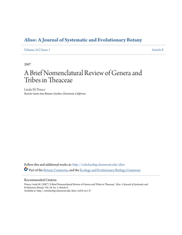 A Brief Nomenclatural Review of Genera and Tribes in Theaceae Linda M