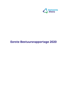 Eerste Bestuursrapportage 2020