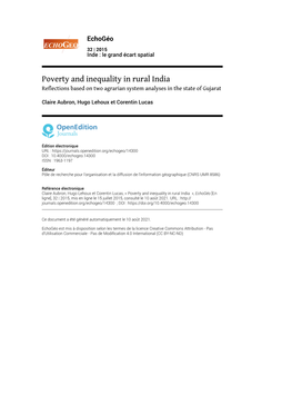 Echogéo, 32 | 2015 Poverty and Inequality in Rural India 2
