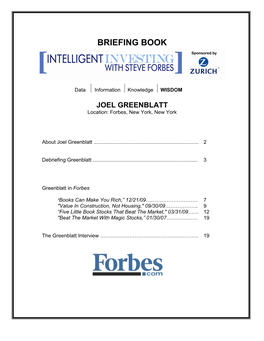 Greenblatt Briefing Book