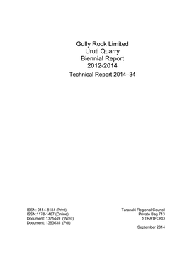 Gully Rock Uruti Quarry Biennial Monitoring Report