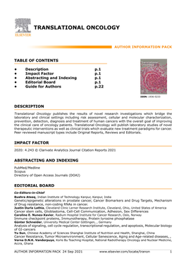 Translational Oncology