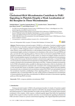 Cholesterol-Rich Microdomains Contribute to PAR1 Signaling in Platelets Despite a Weak Localization of the Receptor in These Microdomains