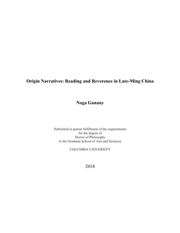Origin Narratives: Reading and Reverence in Late-Ming China