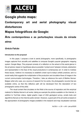 Google Photo Maps: Contemporary Art and Aerial Photography Visual Disturbances Mapas Fotográficos Do Google