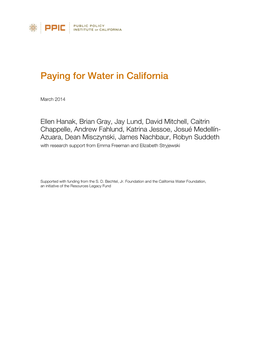 Paying for Water in California