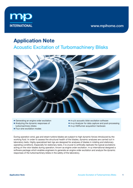 Application Note Acoustic Excitation of Turbomachinery Blisks