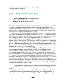 Railroad Track Structure System Design Chairman: Thomas P