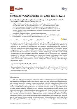 Centipede KCNQ Inhibitor Sstx Also Targets KV1.3