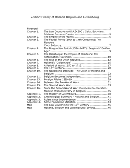 A Short History of Holland, Belgium and Luxembourg