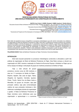 Rede De Mulheres Produtoras Do Pajeú: Uma Escola Permanente De Construção Do Conhecimento