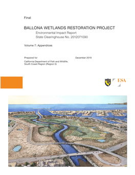 Ballona Wetlands Restoration Project Final EIR (Volume 7)