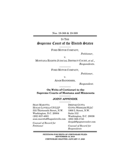 Supreme Court of the United States ______FORD MOTOR COMPANY, Petitioner, V