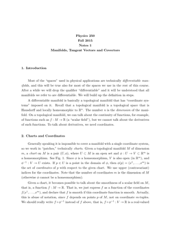 Manifolds, Tangent Vectors and Covectors