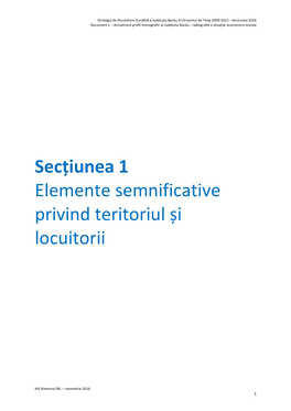 Secțiunea 1 Elemente Semnificative Privind Teritoriul Și Locuitorii