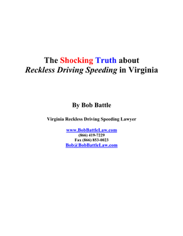 The Shocking Truth About Reckless Driving Speeding in Virginia