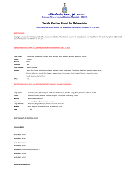 Weekly Weather Report for Maharashtra